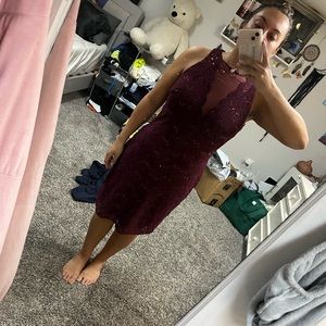 Night way burgundy cocktail dress